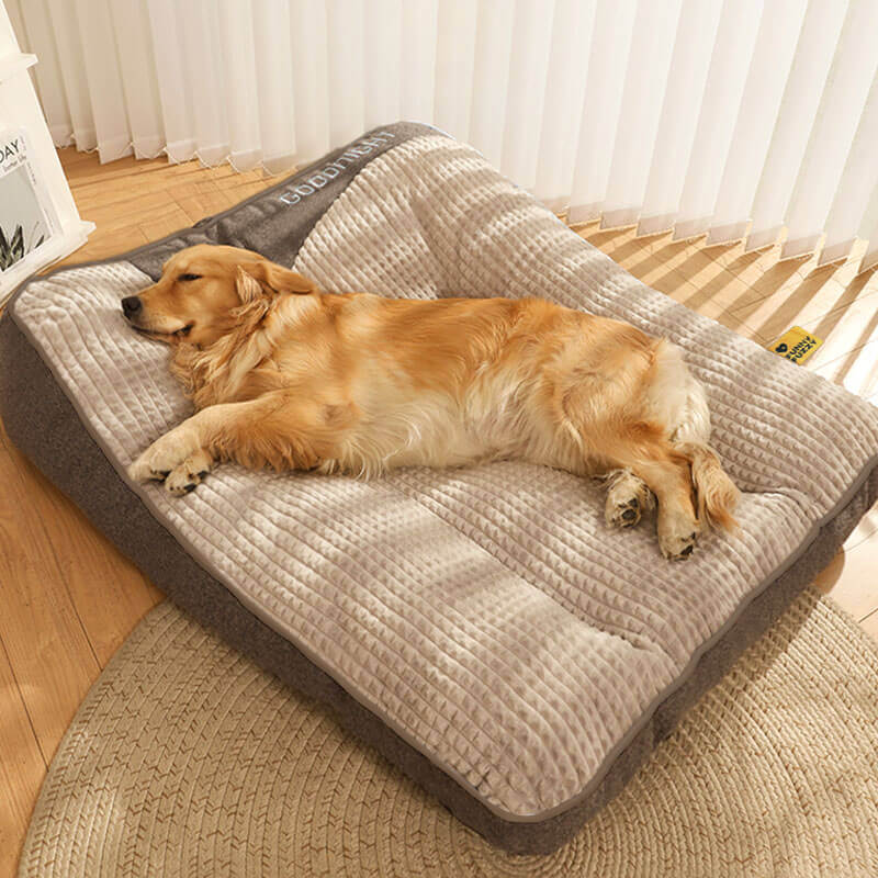 Large brown supportive dog mattress bed in 3XL size with thick cushioned design for large dogs