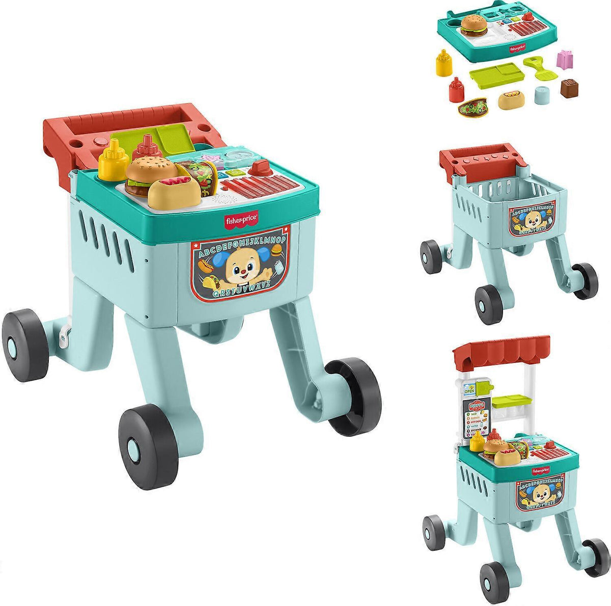 Baby 4 in 1 learning walker with food basket play set and colourful interactive activity pieces
