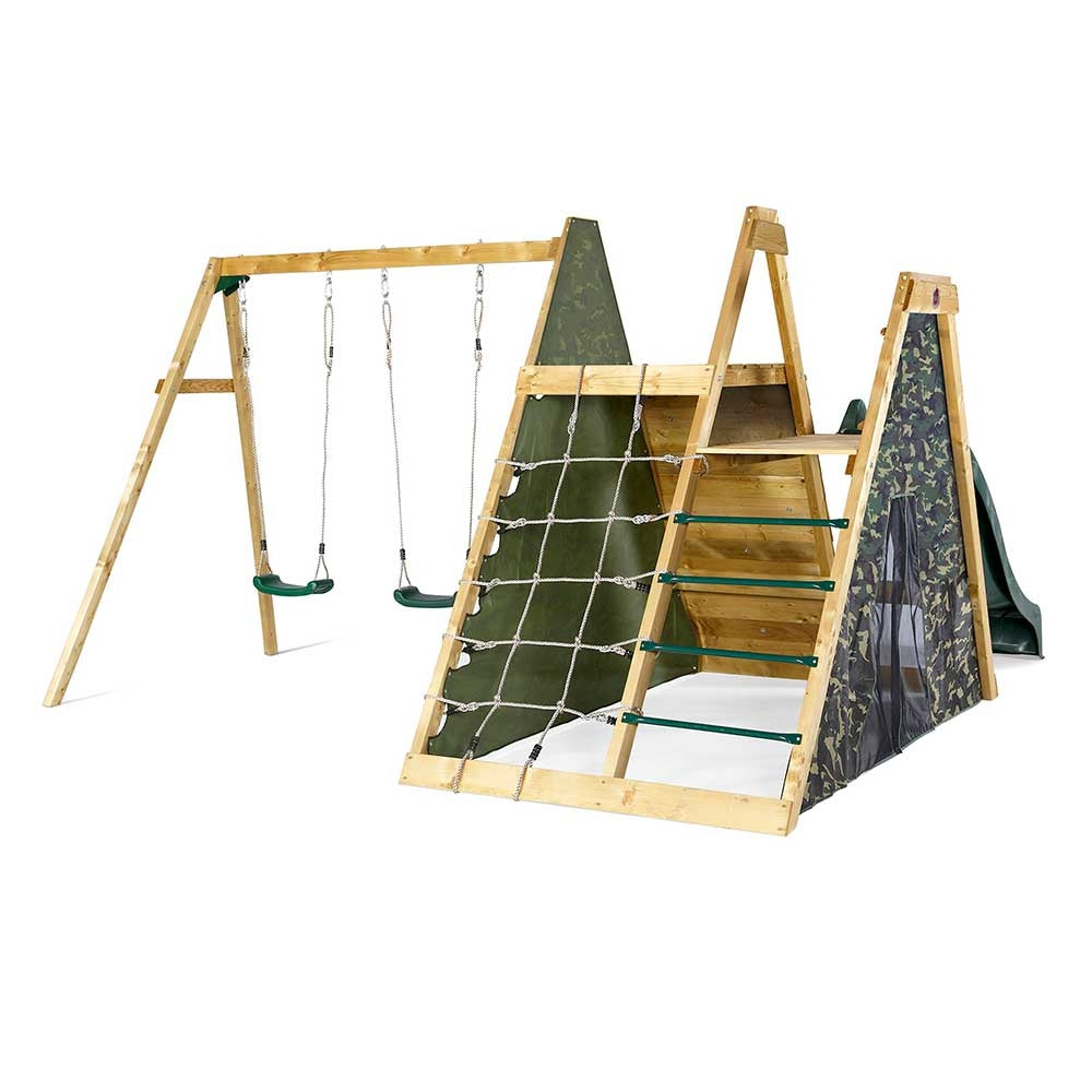 Plum Climbing Pyramid Wooden Play Centre with Swings