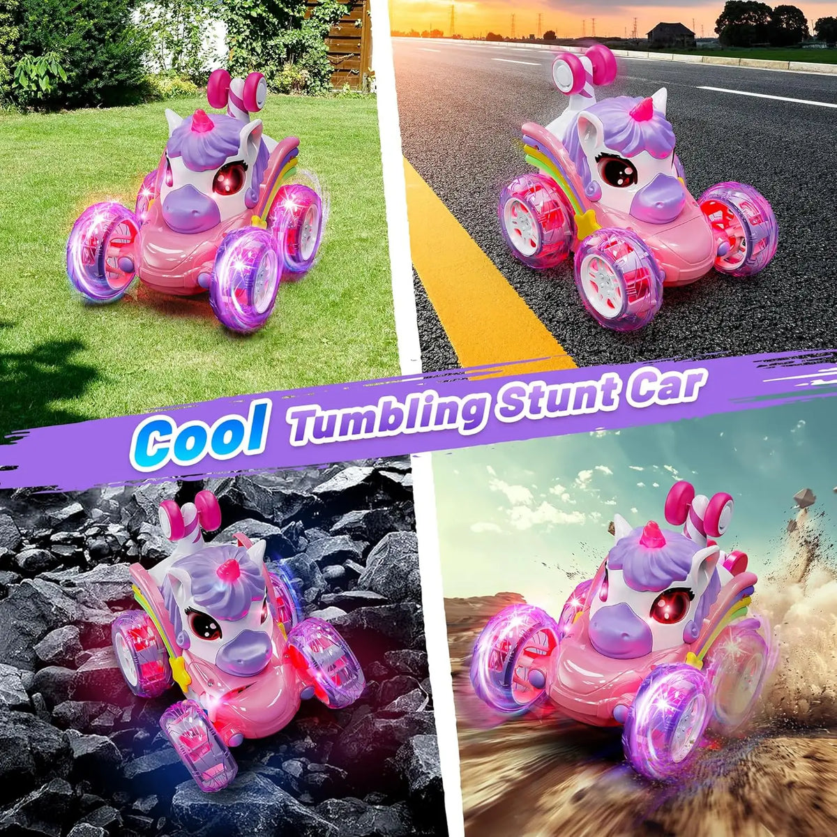 2.4G Remote Control Stunt Car with LED Lights – Transforming Drift Toy Vehicle for Kids