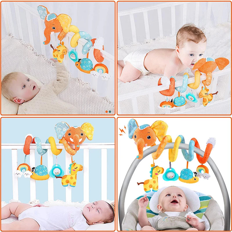 Infant Spiral Activity Toy for Car Seat & Stroller – Elephant Hanging Sensory Toy