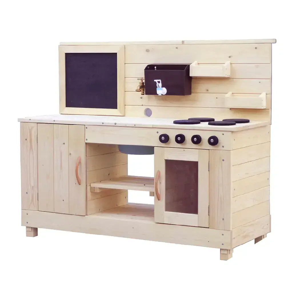 Big Game Hunters triple wooden mud kitchen with sink for kids outdoor garden play and pretend cooking