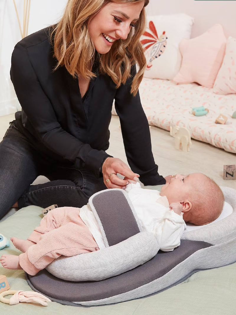 Baby feeding support wedge cushion with soft angled design for supervised infant feeding and care