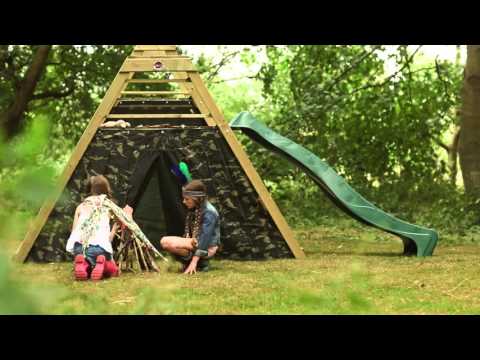 Plum Climbing Pyramid Wooden Play Centre with Swings