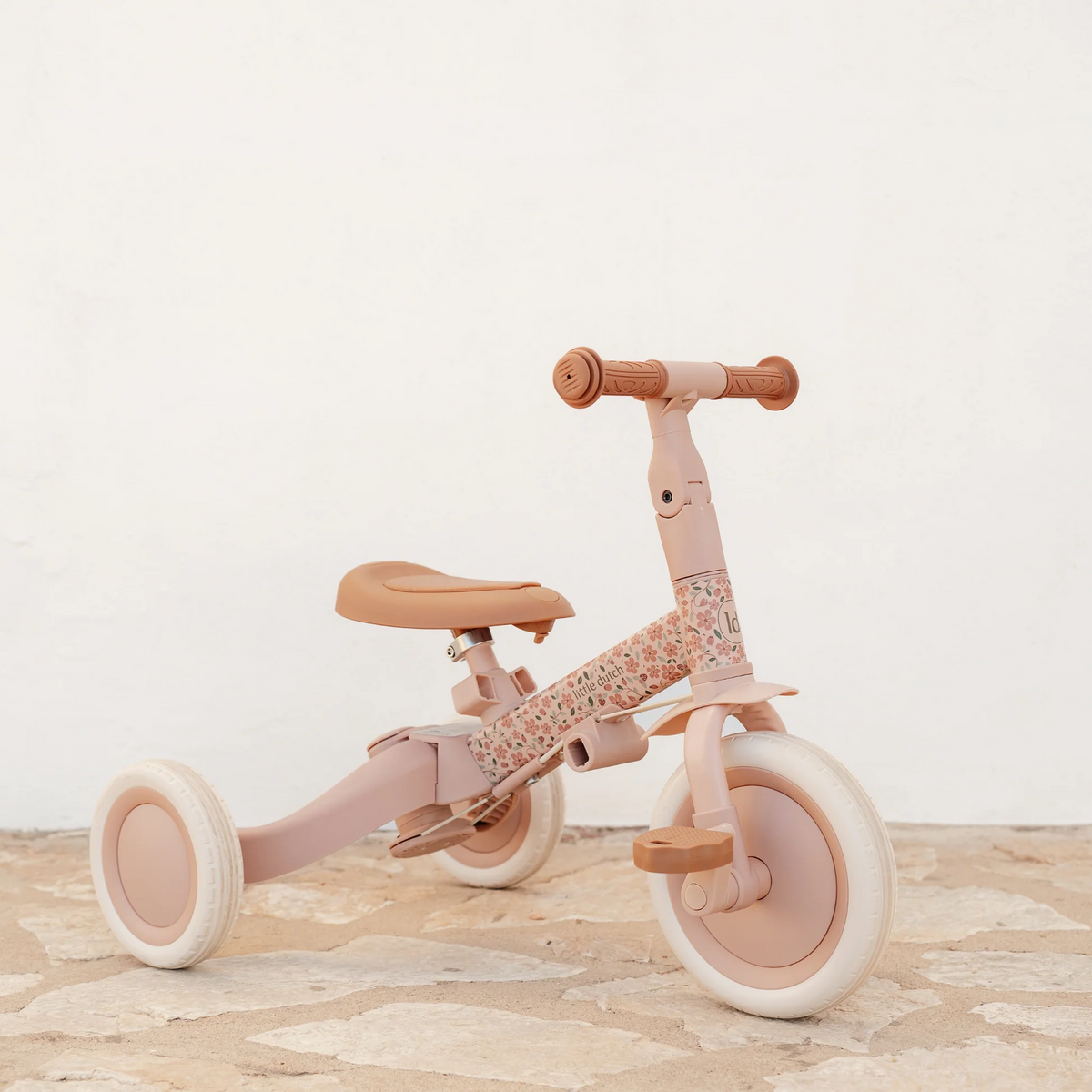 Little Dutch 4 in 1 Pink Trike with Push Bar Convertible Toddler Tricycle