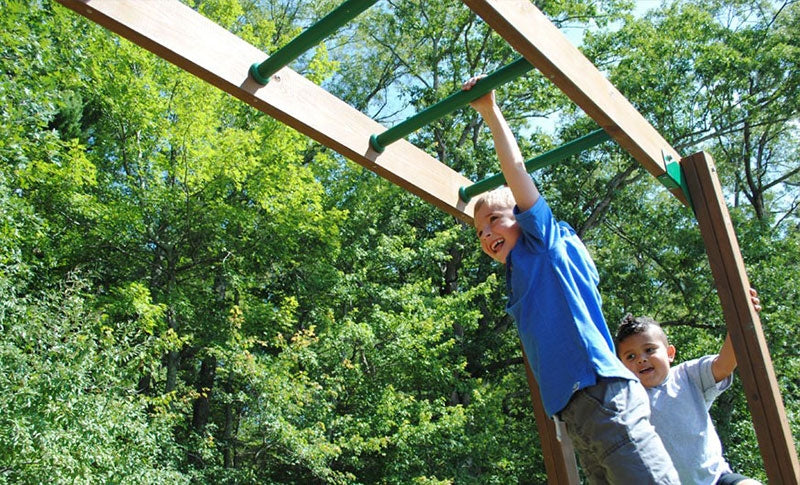 Playtime Spring Hill Wooden Climbing Frame with Monkey Ladder
