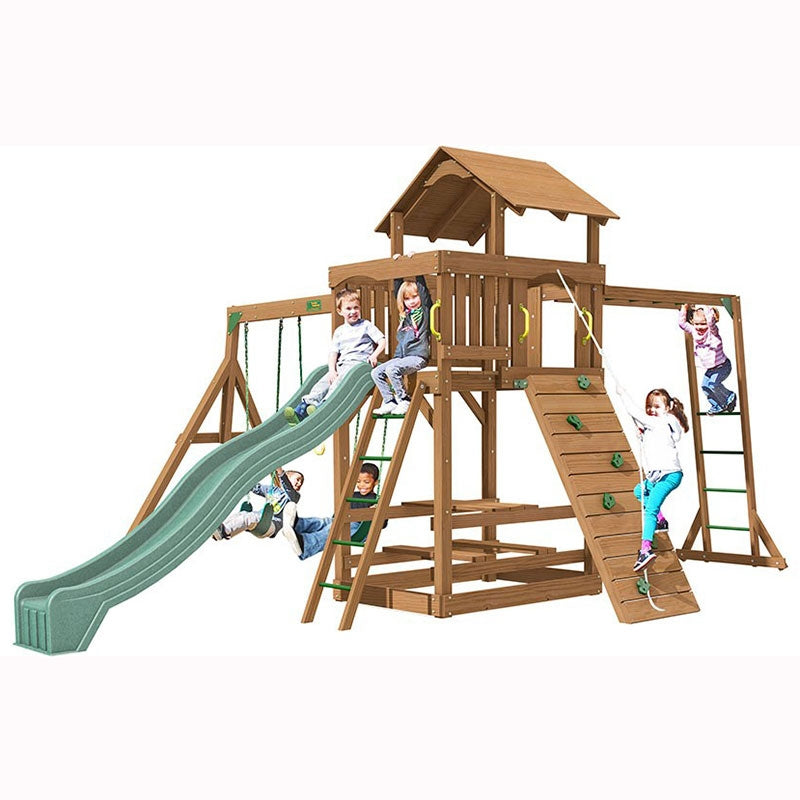 Playtime Spring Hill Wooden Climbing Frame with Monkey Ladder