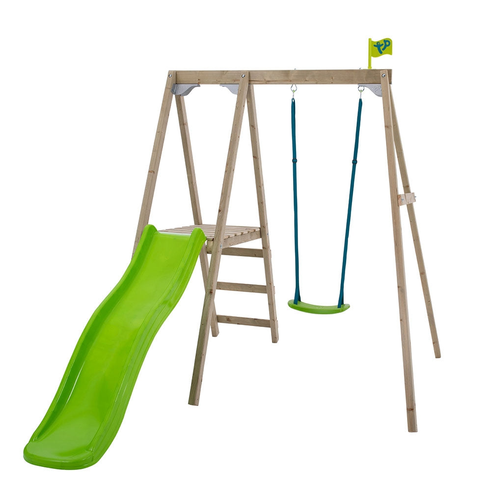 Forest Multiplay Single Wooden Swing Set and Slide