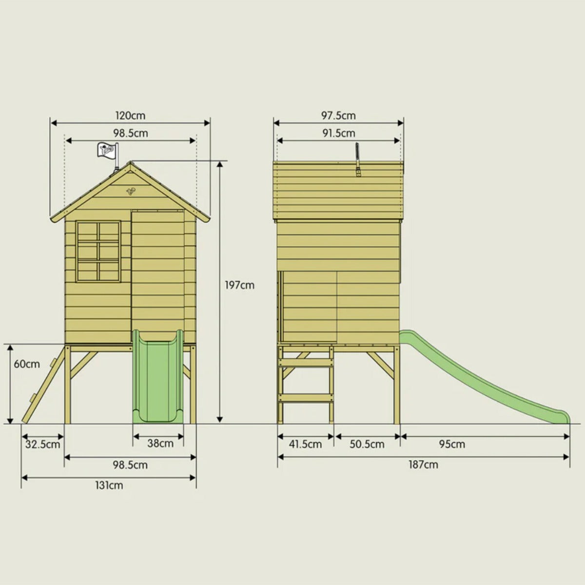 TP Sunnyside Wooden Tower Playhouse with Slide