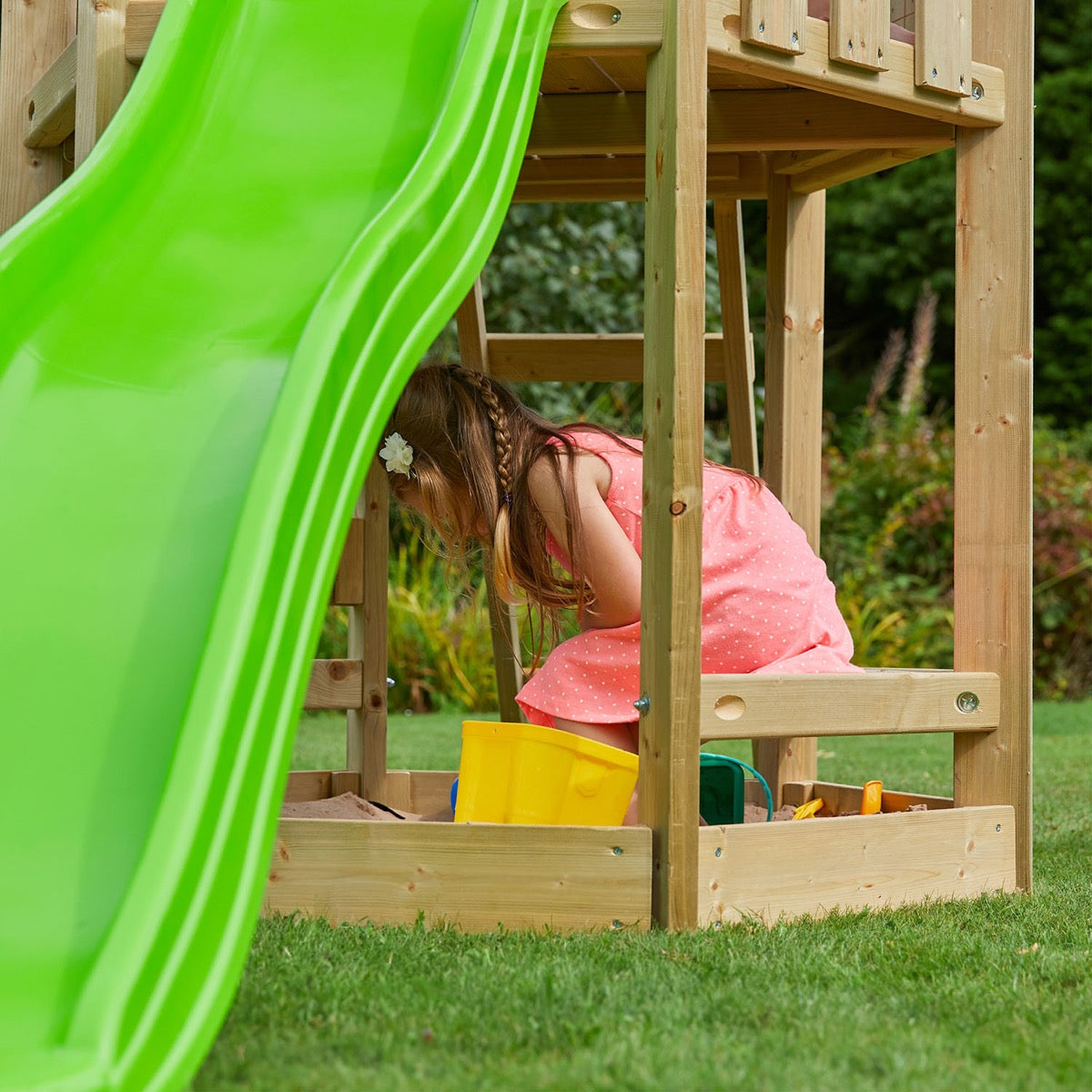 tp Castlewood Warwick Wooden Climbing Frame with Crazywavy Slide