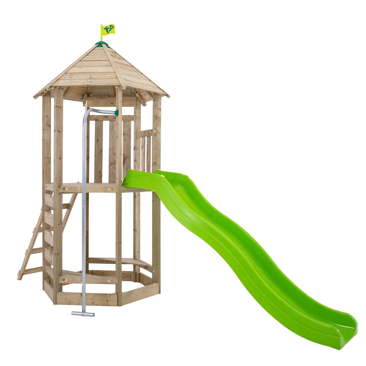 tp Castlewood Warwick Wooden Climbing Frame with Crazywavy Slide