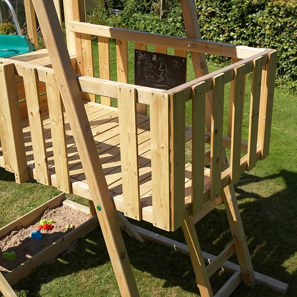 tp Kingswood Wooden Climbing Frame with Swings and 3m Slide