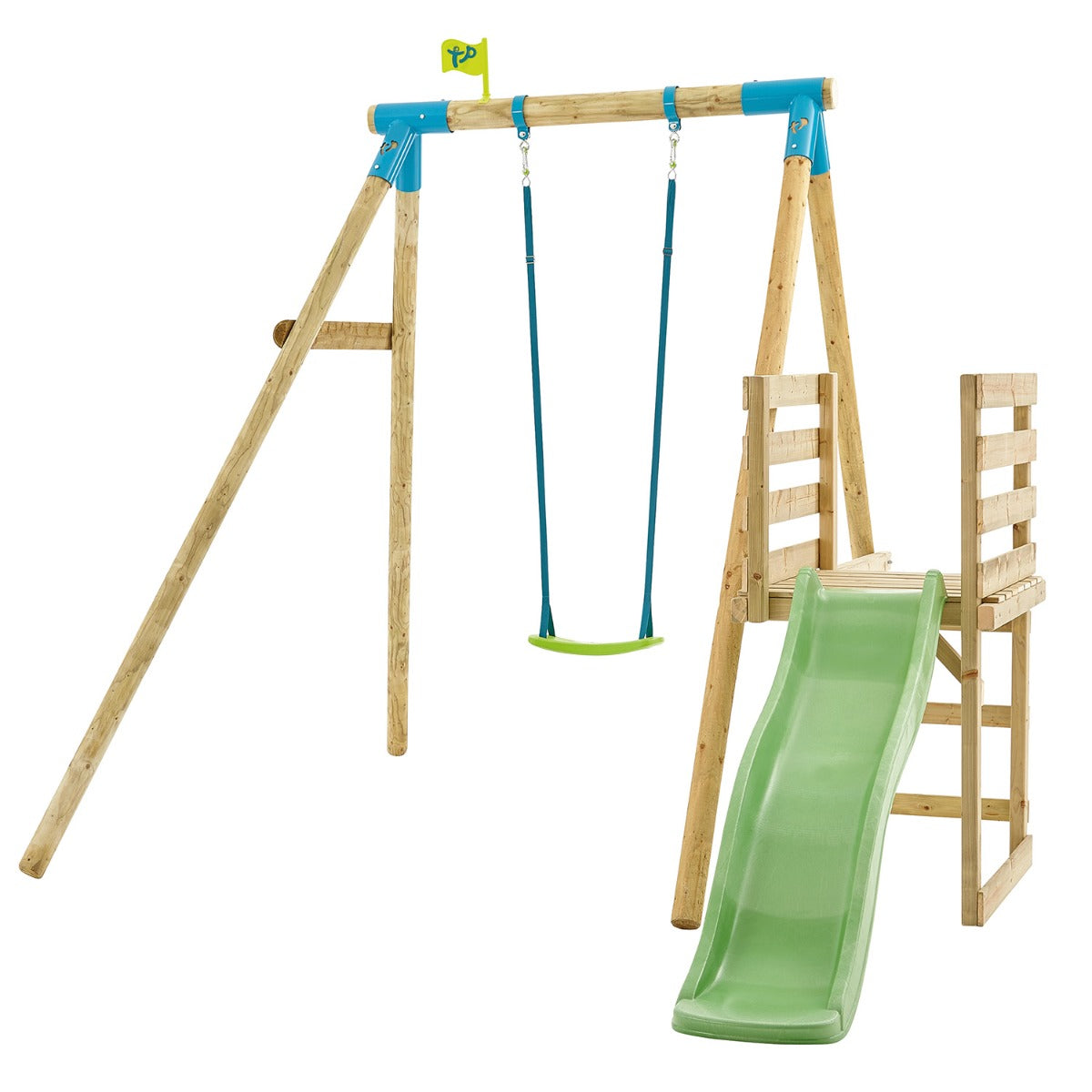 TP Robin Wooden Compact Swing and 6ft Slide Set